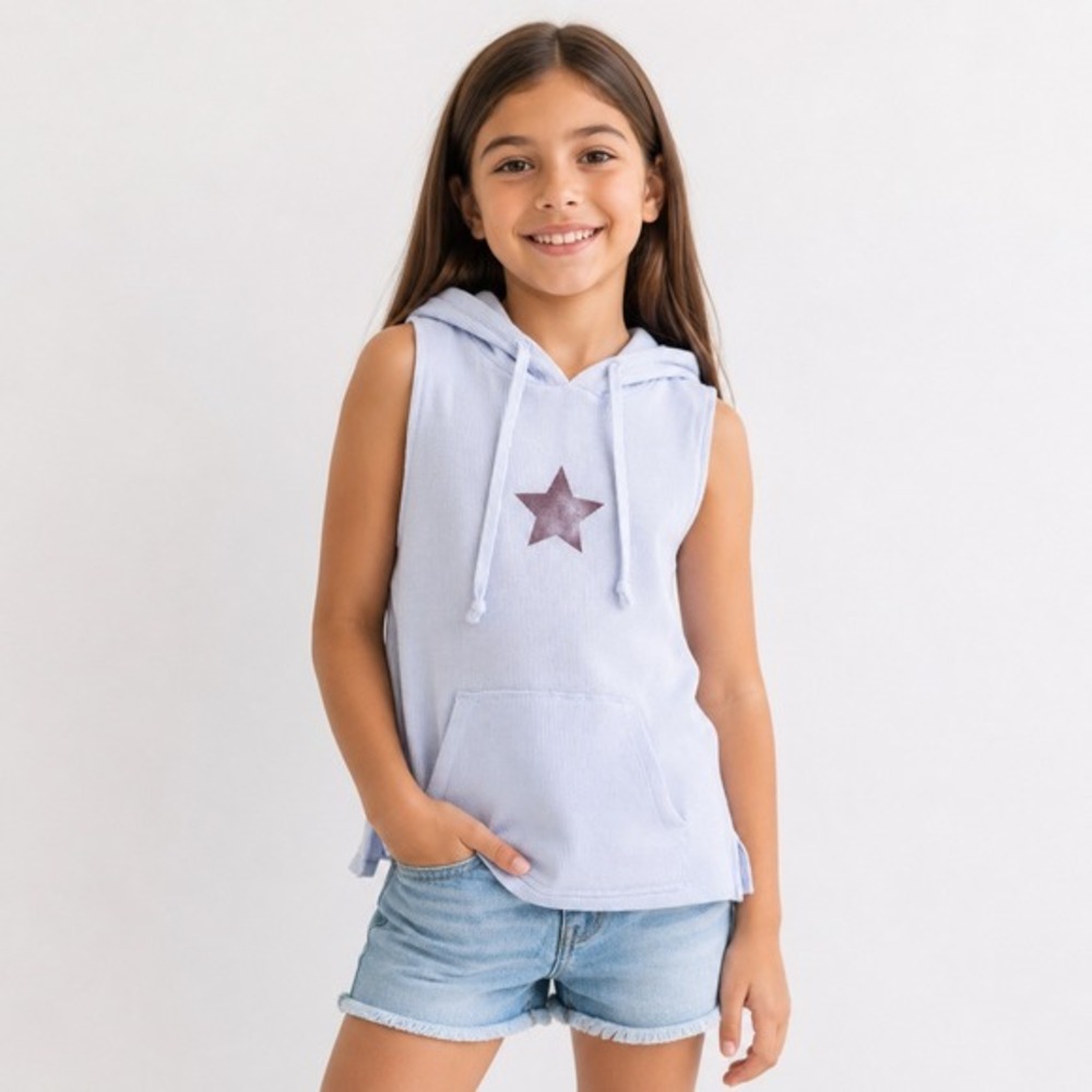 American Eagle Hoodie Women Medium Blue Maddie Kenzie Ziegler Star Waffle